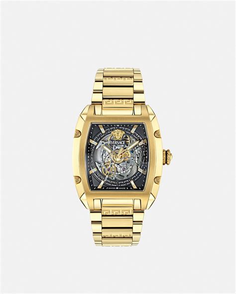 Versace Men's Dominus Skeleton Dial Automatic Gunmetal Tone 